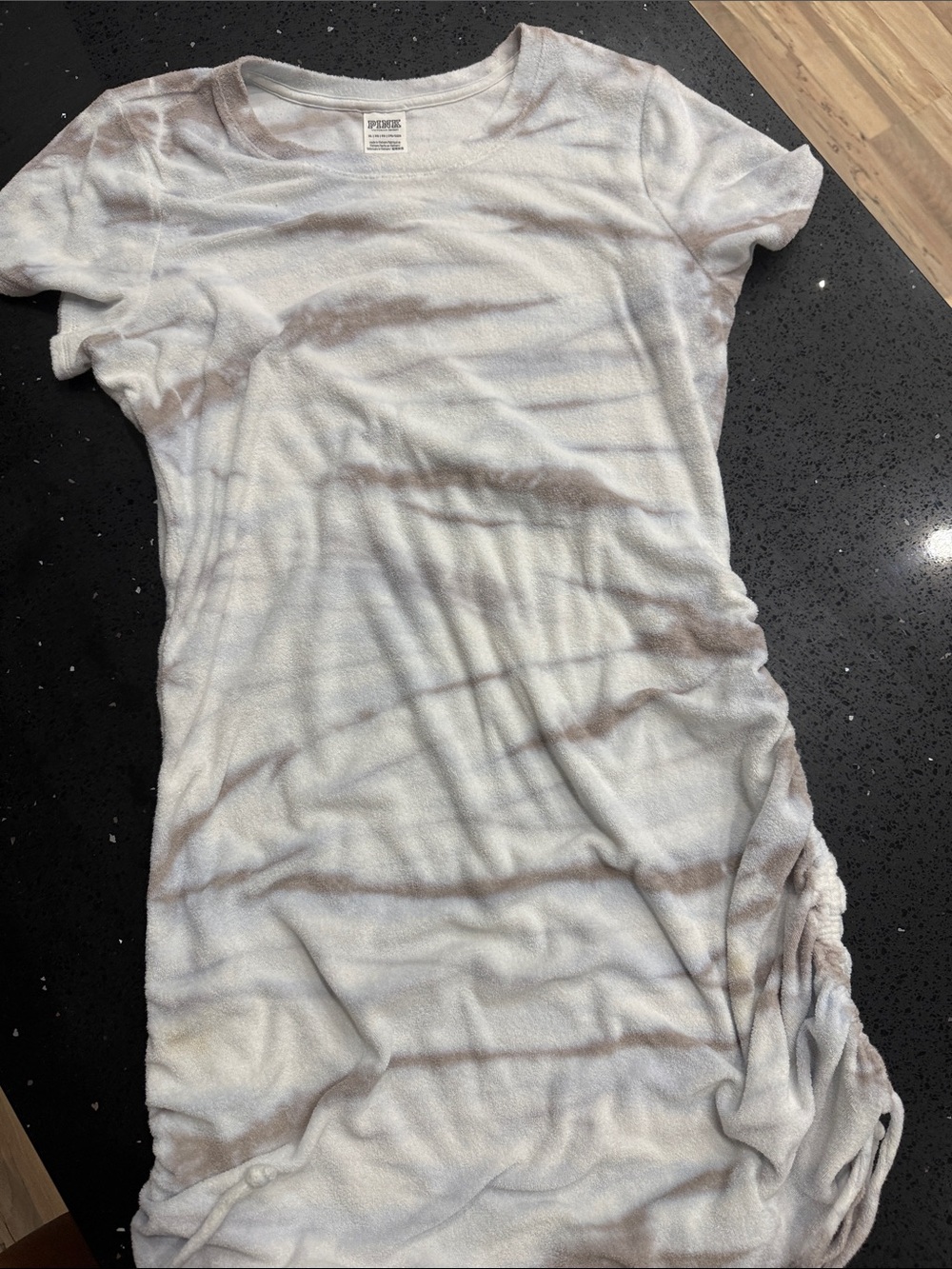 PINK Victoria's Secret Light Gray & Brown Tie-Dye Short Sleeve Dress